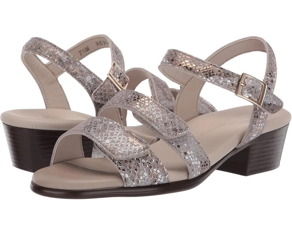 SAS Womens Savanna Adjustable Heeled Sandals Size 8.5 M Gold Snake Leather NIB
